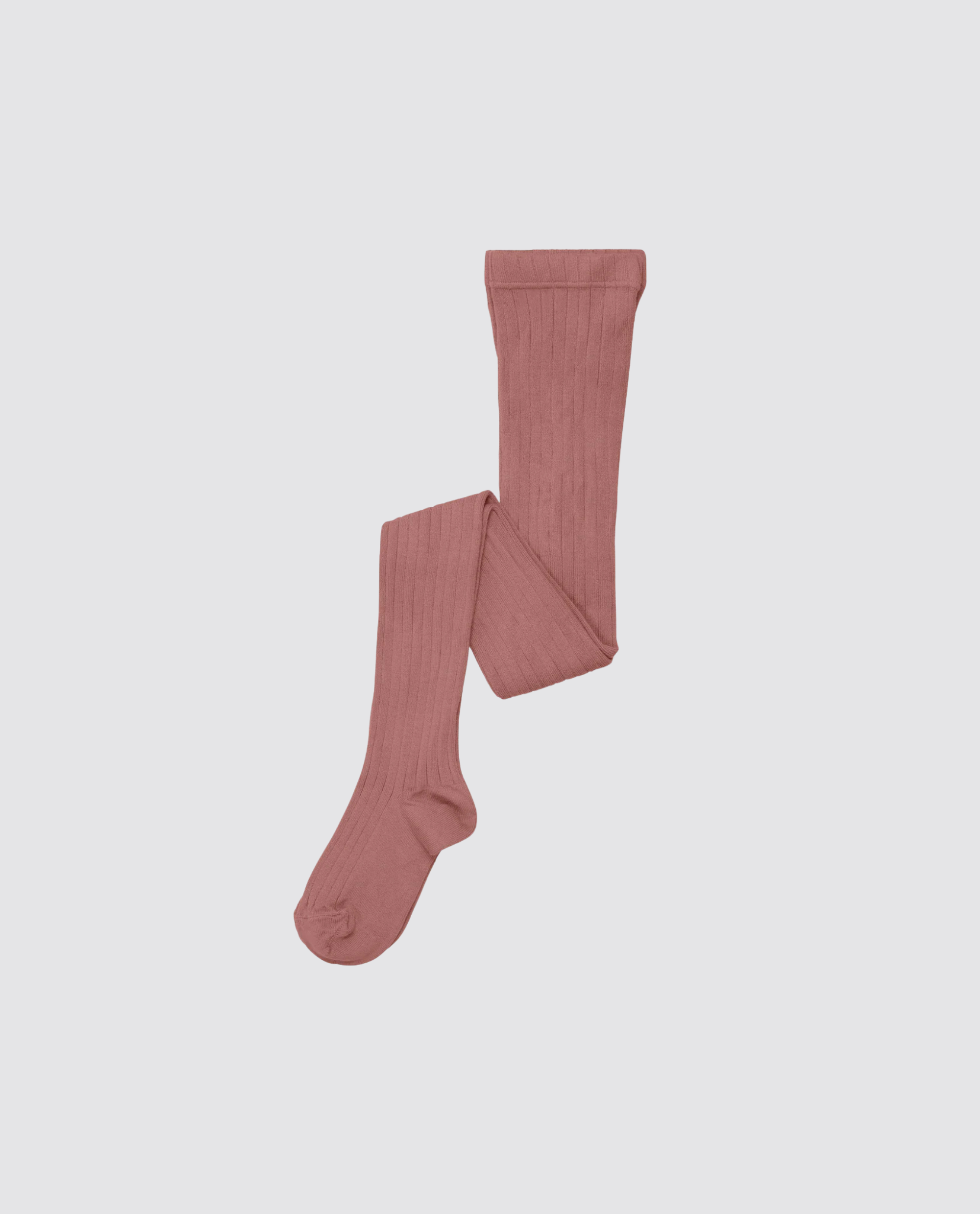 Soft praline-colored ribbed tights made from organic cotton, designed with vintage style and sustainable, ethical practices for children's clothing.