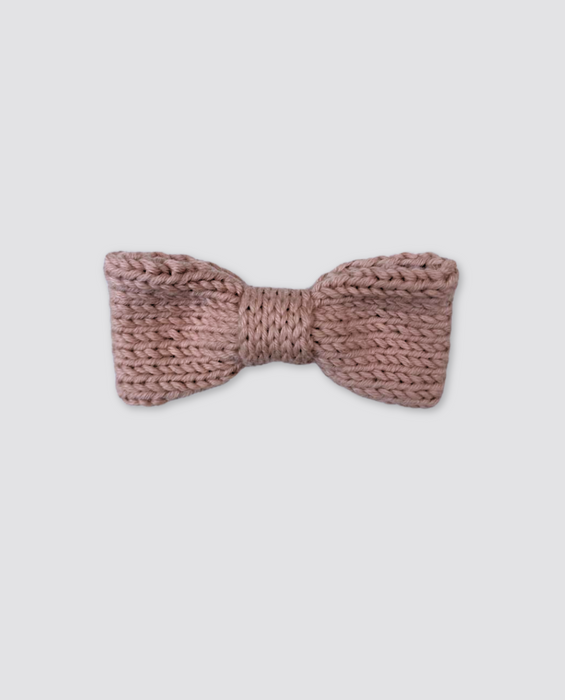 Hand-knitted Hair Clip Bow - Dusky Rose