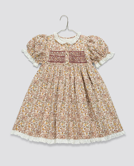Pretty timeless floral dress with round neck line, short sleeves, perfect for every day and occasion wear
