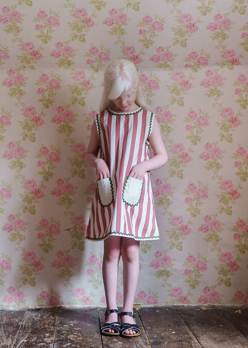 Hannah Dress Raspberry Stripe