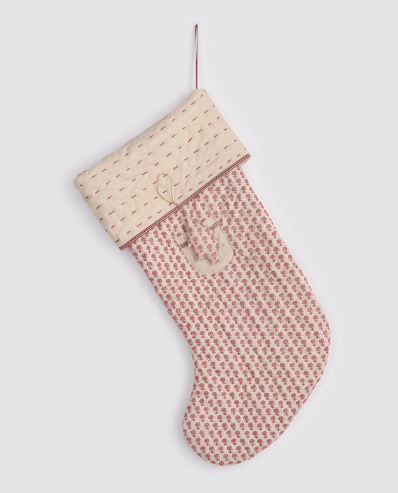 Christmas Stocking - daisy floral in berry