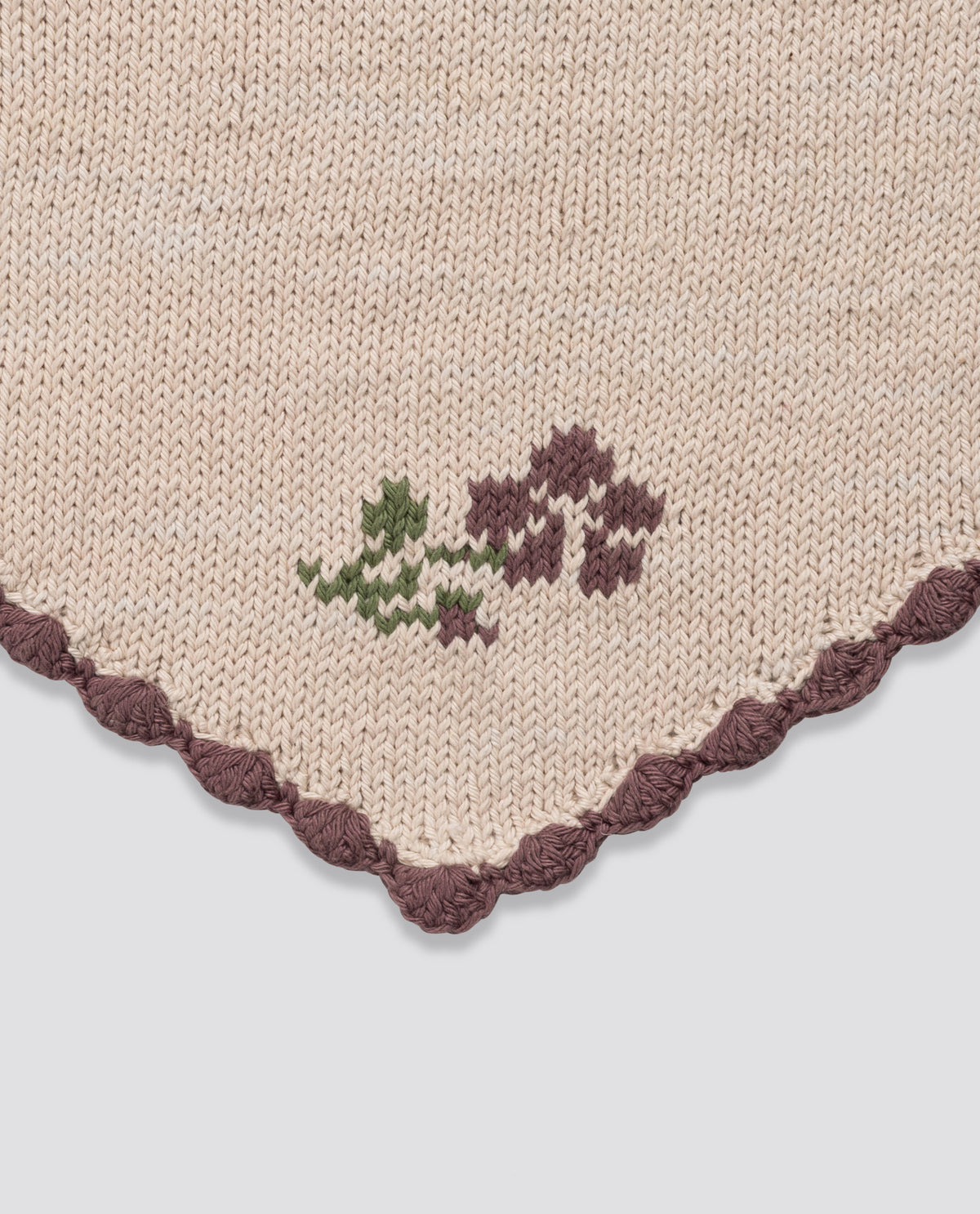Hand-knitted Triangle Scarf - Winter Rose
