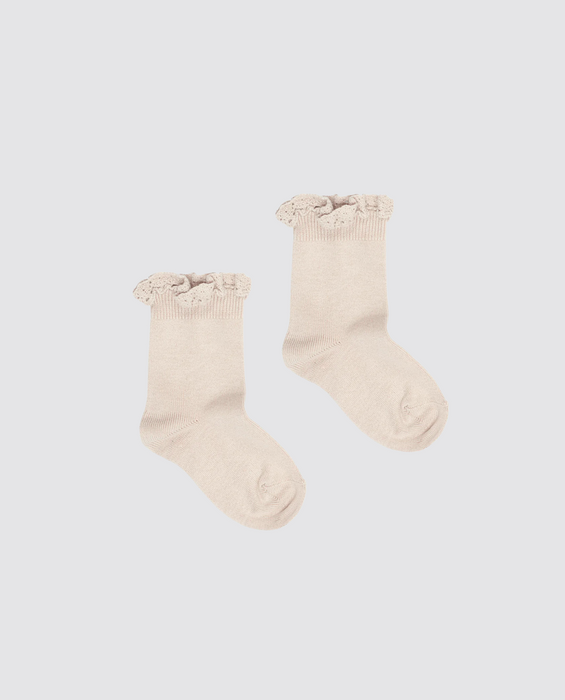 Lace frill ankle socks - buttermilk
