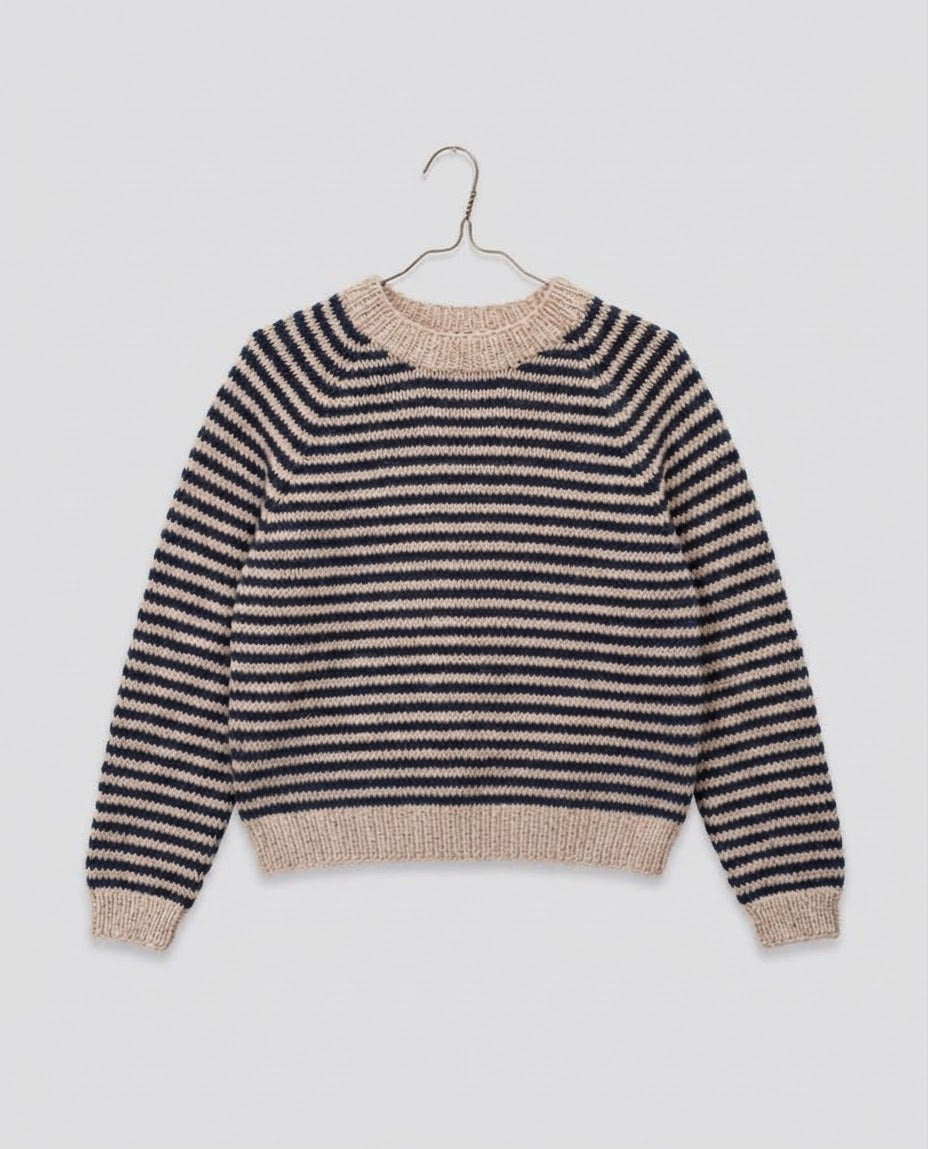 Hand-knitted Ladies Jumper - Midnight Stripe