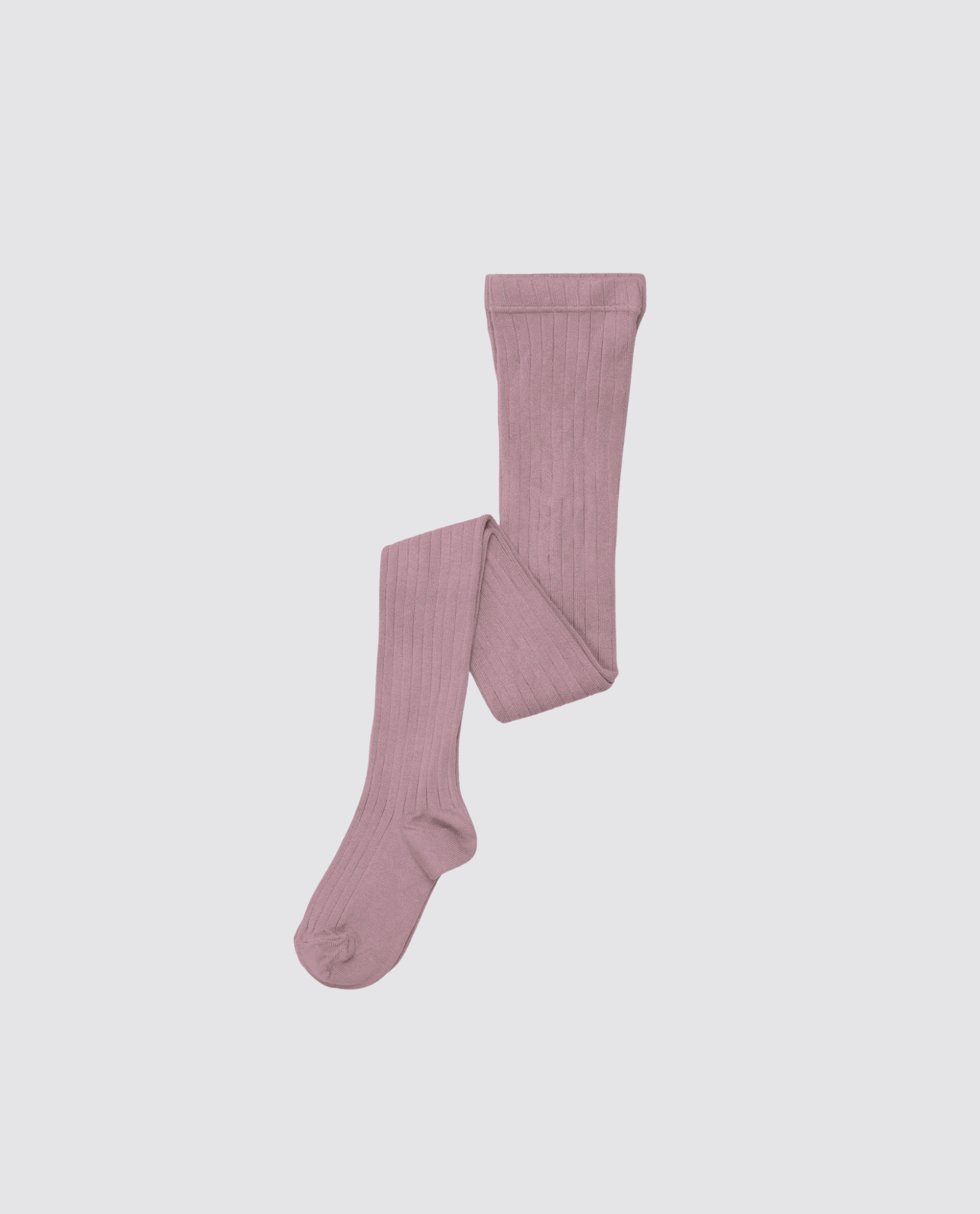 Soft lavender ribbed tights made from organic cotton, designed for children with a vintage, natural, and ethical approach to sustainable kids clothing.