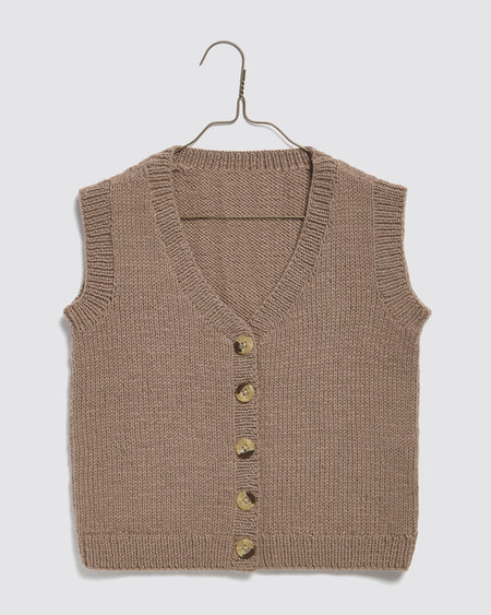 Sweet little button up tank top or vest for children, boys & girls.  Hand knitted in the softest Merino wool. Sustainably and ethically made.