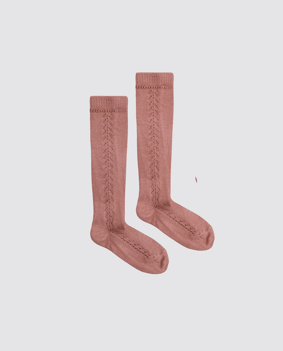 Openwork knee high socks - praline