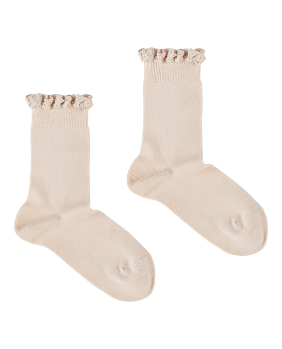 Lace frill ankle socks - buttermilk
