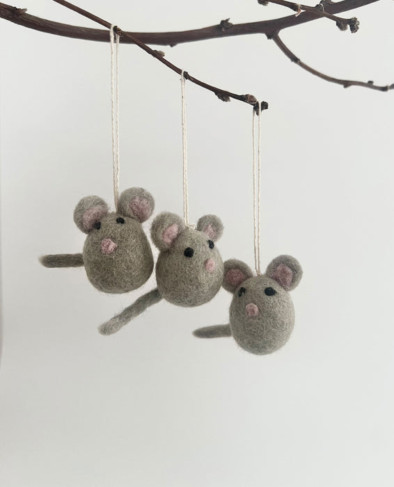 Felt Mouse Decorations - set of 3