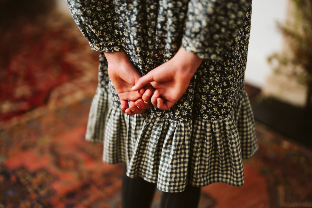 Heather dress - forget-me-not floral in cove blue