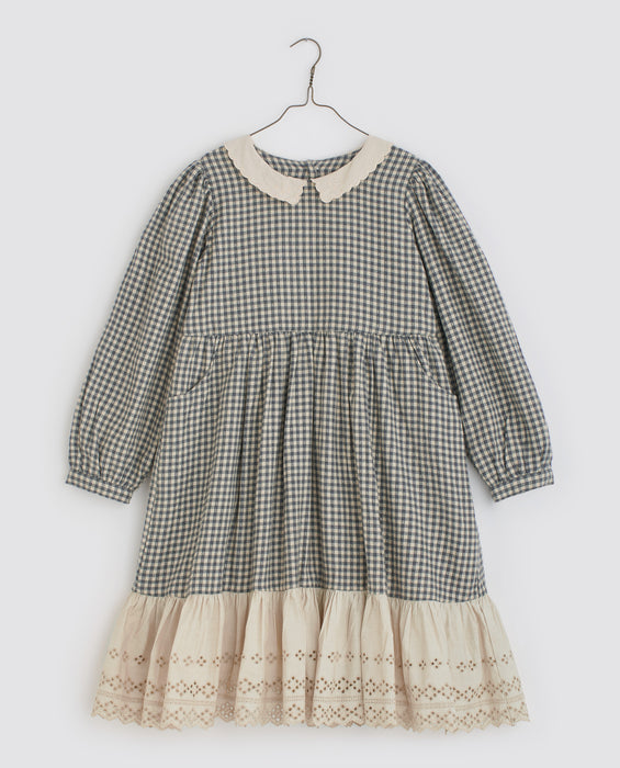 Judith dress organic - checked flannel in cove blue