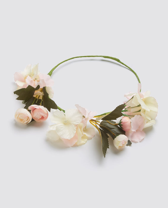 Tea rose and hydrangea floral crown
